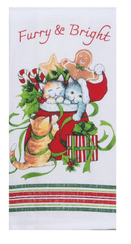 Meowy Christmas Furry & Bright Terry Towel-Lange General Store