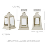 Metal Lantern Antique White Tealight Holder 7"-Lange General Store