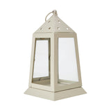 Metal Lantern Antique White Tealight Holder 9"-Lange General Store