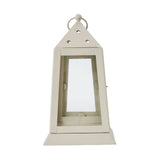 Metal Lantern Antique White Tealight Holder 9"-Lange General Store