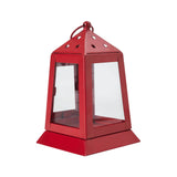 Metal Lantern Barn Red Tealight Holder 7x4.5x4.5-Lange General Store