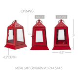 Metal Lantern Barn Red Tealight Holder 7x4.5x4.5-Lange General Store