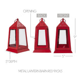 Metal Lantern Barn Red Tealight Holder 9x5x5-Lange General Store