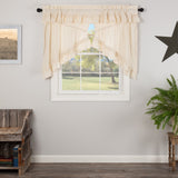 Muslin Ruffled Unbleached Natural Swag Prairie Curtains-Lange General Store