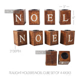 Tealight Holders NOEL Cube Set of 4-Lange General Store