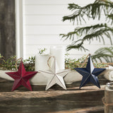 Painted Metal Red White Blue Stars Ornament Set of 3 Colors-Lange General Store
