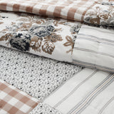 Portabella Buffalo Check Floral Patch Quilt-Lange General Store