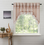 Portabella Buffalo Check Ruffled Swag Curtains-Lange General Store