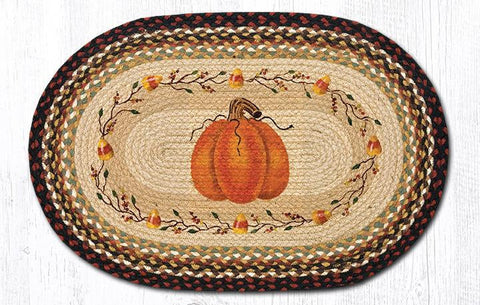 Pumpkin Candy Corn Braided Rug-Lange General Store