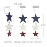 RWB Triple Hanging Stars Ornament-Lange General Store