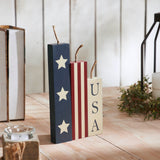 Red White Blue Stars & Stripes USA Candle Figurines Set of 3-Lange General Store