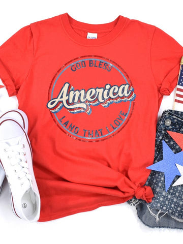 Retro God Bless America Stars T-Shirt-Lange General Store