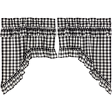 Annie Black Buffalo Check Ruffled Swag Curtains-Lange General Store