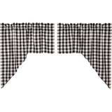 Annie Black Buffalo Check Swag Curtains-Lange General Store