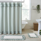 Sage White Buffalo Check Ruffled Shower Curtain-Lange General Store