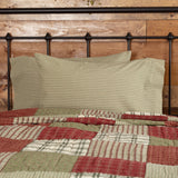 Prairie Winds Green & Khaki Stripe Pillow Cases-Lange General Store