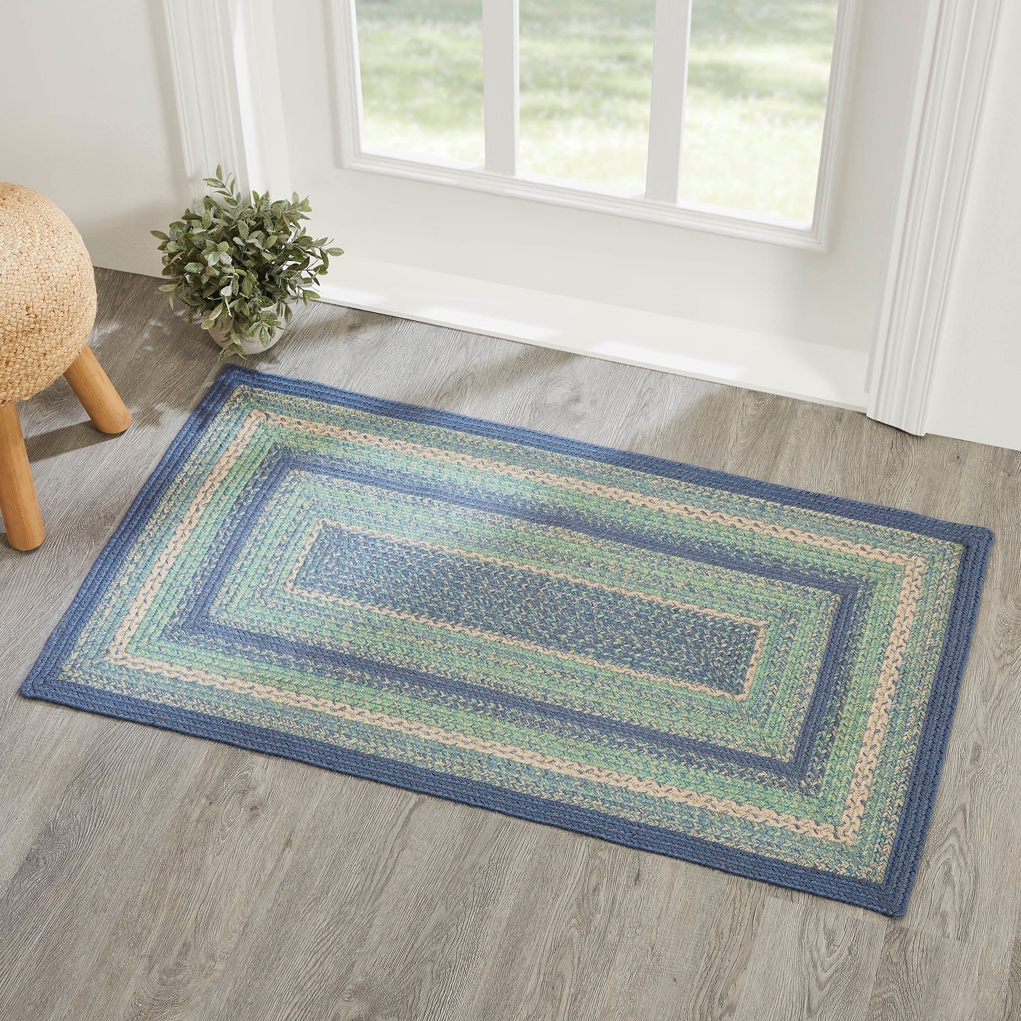 2 x 3 X-Small Ocean Blue Braided Indoor-Outdoor Rug - Sea Glass