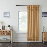 Simple Life Flax Khaki Ruffled Single Panel Curtain 96"-Lange General Store