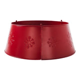 Snowflake Christmas Tree Collar Metal Barn Red-Lange General Store