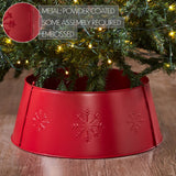 Snowflake Christmas Tree Collar Metal Barn Red-Lange General Store