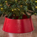 Snowflake Christmas Tree Collar Metal Barn Red-Lange General Store