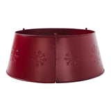 Snowflake Christmas Tree Collar Metal Burgundy-Lange General Store