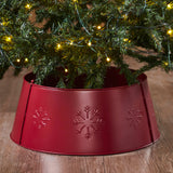 Snowflake Christmas Tree Collar Metal Burgundy-Lange General Store