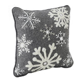 Snowflakes Grey Woolen Felt Pillow-Lange General Store