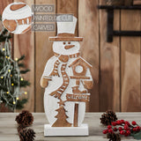 Snowman With Welcome Signed Carved Wooden Figurine-Lange General Store