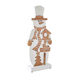 Snowman With Welcome Signed Carved Wooden Figurine-Lange General Store