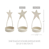 Star Tealight Holder Antique White Set of 4-Lange General Store