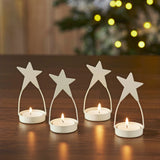 Star Tealight Holder Antique White Set of 4-Lange General Store