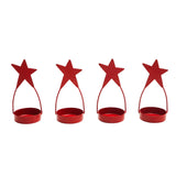 Star Tealight Holder Barn Red Set of 4-Lange General Store