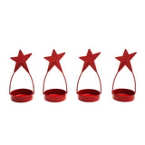 Star Tealight Holder Barn Red Set of 4-Lange General Store