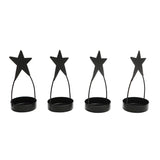 Star Tealight Holder Black Set of 4-Lange General Store