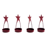 Star Tealight Holder Burgundy Set of 4-Lange General Store