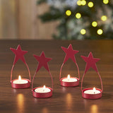 Star Tealight Holder Burgundy Set of 4-Lange General Store