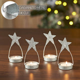 Star Tealight Holder Galvanized Set of 4-Lange General Store