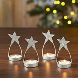 Star Tealight Holder Galvanized Set of 4-Lange General Store