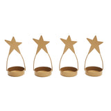 Star Tealight Holder Gold Set of 4-Lange General Store