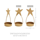 Star Tealight Holder Gold Set of 4-Lange General Store