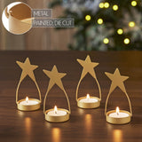 Star Tealight Holder Gold Set of 4-Lange General Store