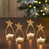 Star Tealight Holder Gold Set of 4-Lange General Store