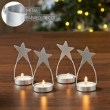 Star Tealight Holder Silver Set of 4-Lange General Store