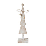 Star Top Christmas Tree Narrow White Wooden Figurine-Lange General Store