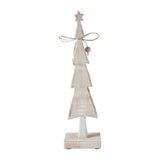 Star Top Christmas Tree Narrow White Wooden Figurine-Lange General Store