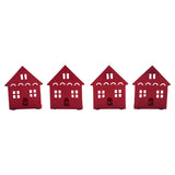 Tealight Holder House Barn Red Set of 4-Lange General Store