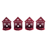 Tealight Holder House Burgundy Set of 4-Lange General Store