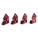 Tealight Holder House Burgundy Set of 4-Lange General Store