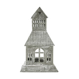 Tealight Holder Metal Village House A Antique Grey-Lange General Store